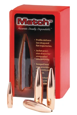 Match Bullets.308 Diameter 208 Grain Boattail Hollow Point